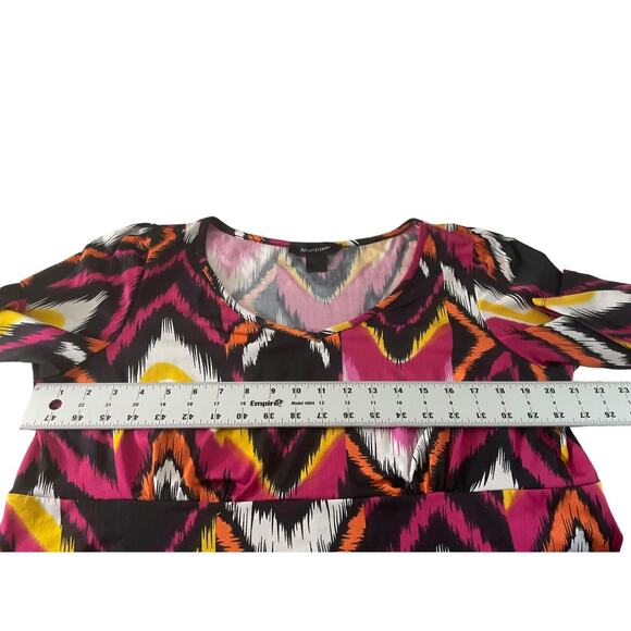 Ashley Stewart Maxi Dress 2X Multicolor Abstract Pattern Empire Waist 3/4 Sleeve - Picture 4 of 13